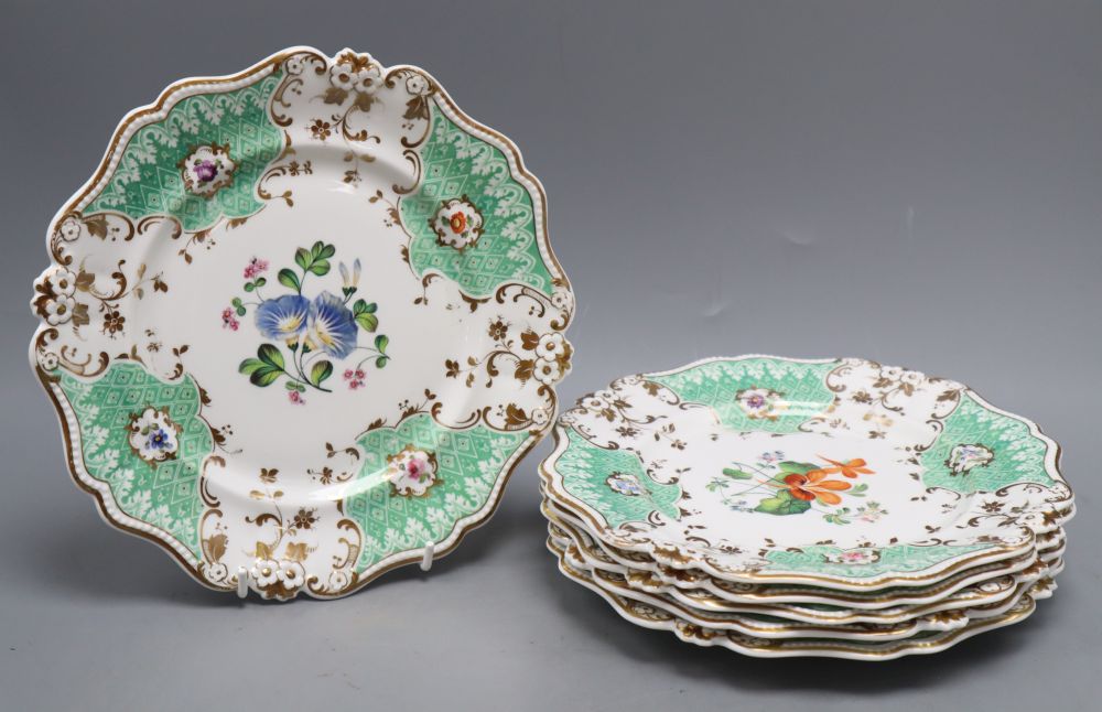 A set of six 19th century Ridgways gilt and floral porcelain plates, diameter 23cm